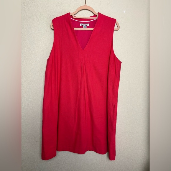 Tommy Bahama Raspberry Pink Linen Blend V-Neck Pocketed Shift Dress XL - Picture 2 of 10